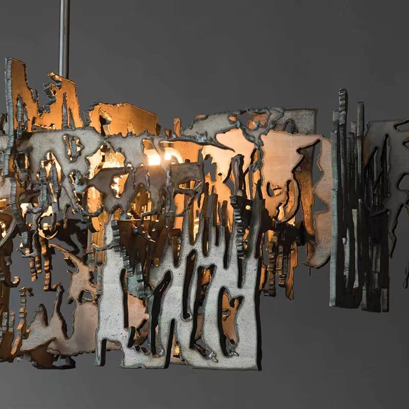 Oversize Post-Modern Avant Art Irregular Metal Piece Chandelier for Living / dining Room / kitchen Island