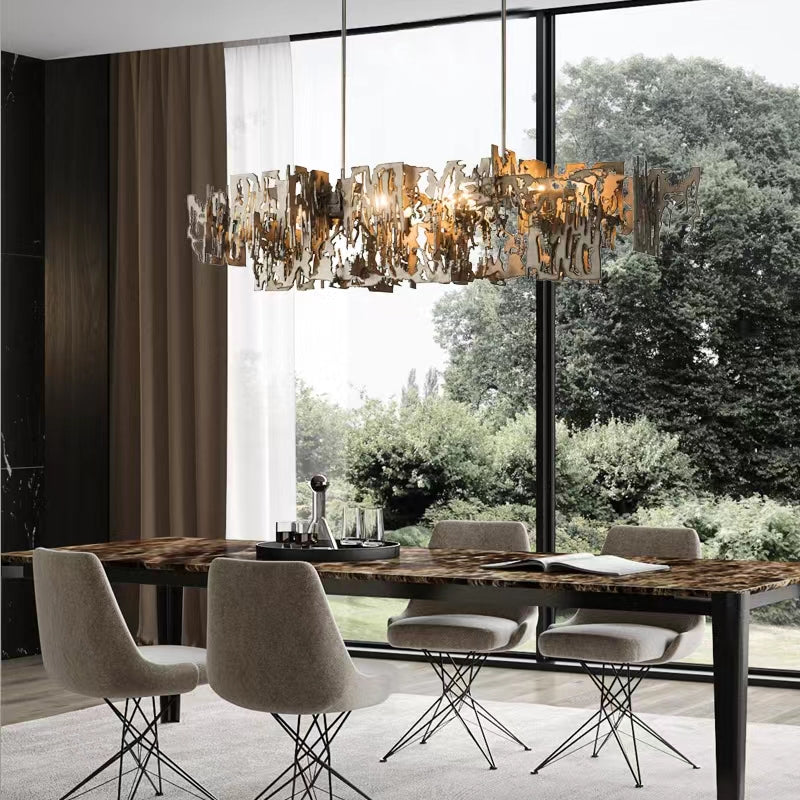 Oversize Post-Modern Avant Art Irregular Metal Piece Chandelier for Living / dining Room / kitchen Island