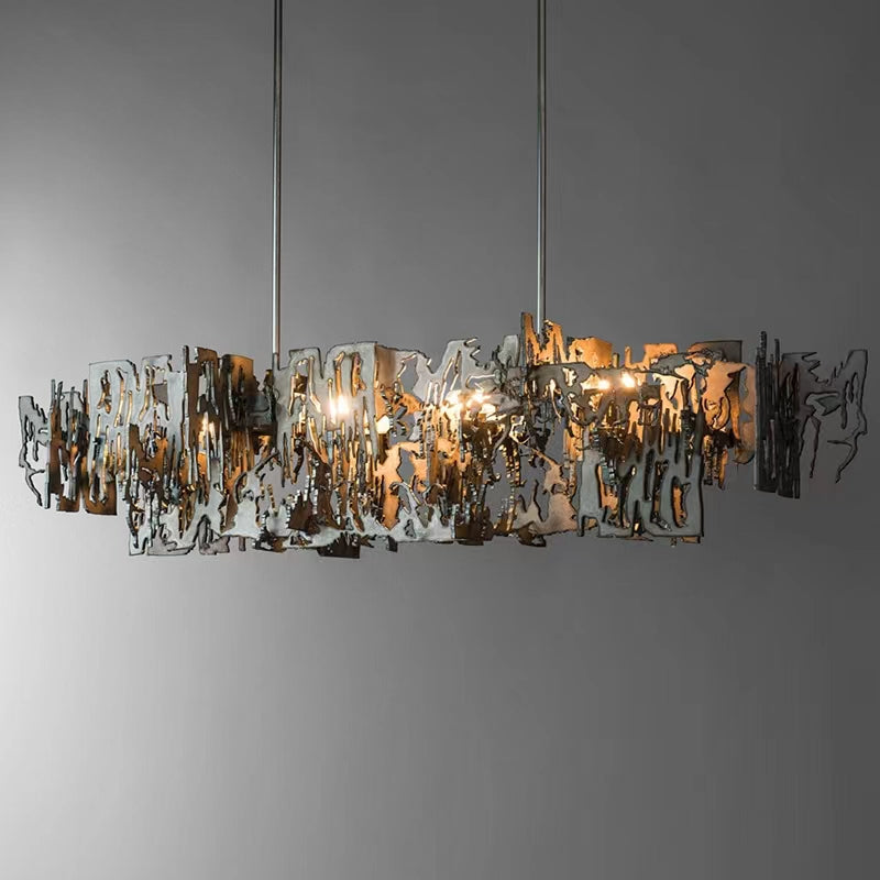 Oversize Post-Modern Avant Art Irregular Metal Piece Chandelier for Living / dining Room / kitchen Island
