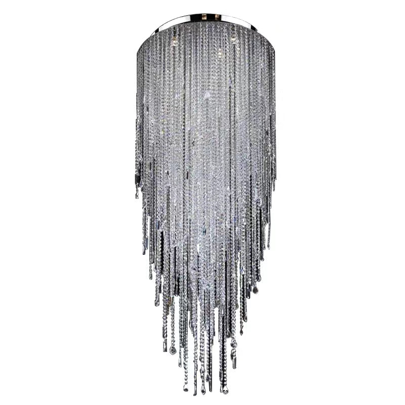 Extra Large Flush Mount Crystal Tassel Pendant Chandelier for Living Room / high-Ceiling Room / foyer