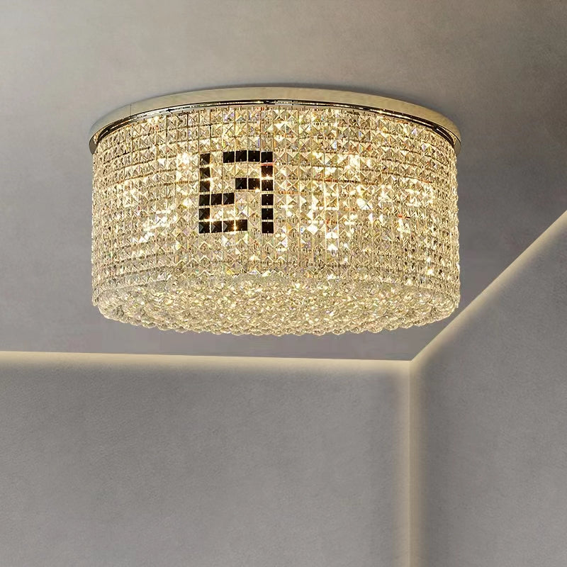 Designer Model Flush Mount Crystal Pendant Round Chandelier for Living / dining Room / study
