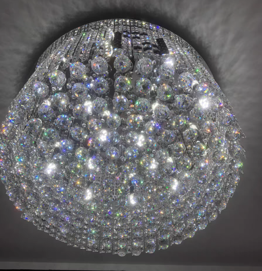 Designer Model Flush Mount Crystal Pendant Round Chandelier for Living / dining Room / study