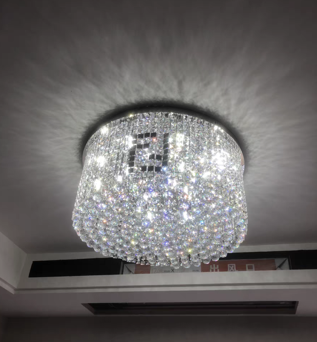 Designer Model Flush Mount Crystal Pendant Round Chandelier for Living / dining Room / study