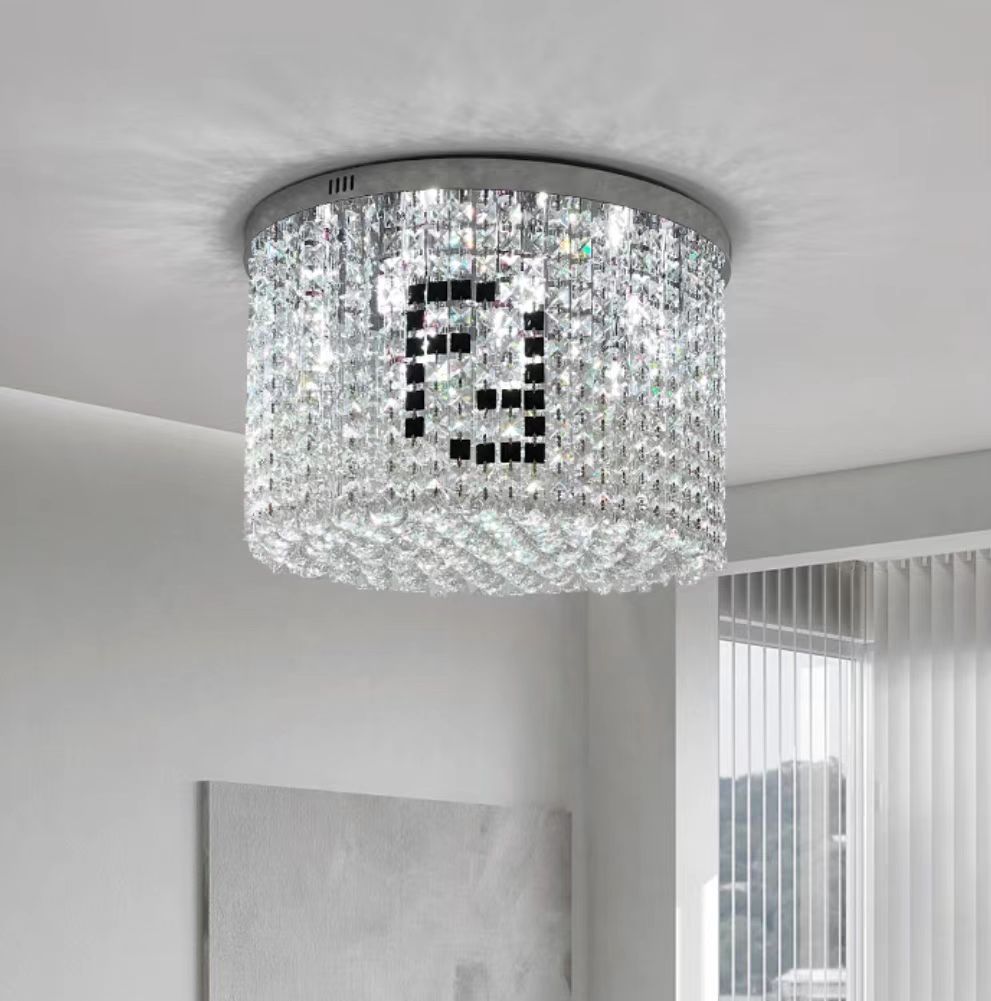 Designer Model Flush Mount Crystal Pendant Round Chandelier for Living / dining Room / study
