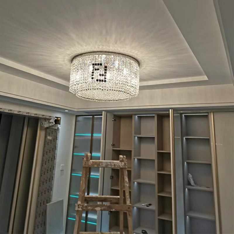 Designer Model Flush Mount Crystal Pendant Round Chandelier for Living / dining Room / study
