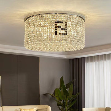 Designer Model Flush Mount Crystal Pendant Round Chandelier for Living / dining Room / study