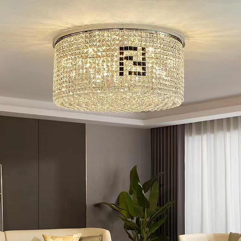 Designer Model Flush Mount Crystal Pendant Round Chandelier for Living / dining Room / study