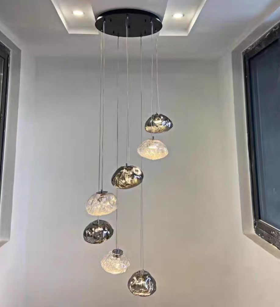 Extra Large Nordic Minimalist Glass Cloud Decorative Chandelier for Stairs / living Room / high-Ceiling Room
