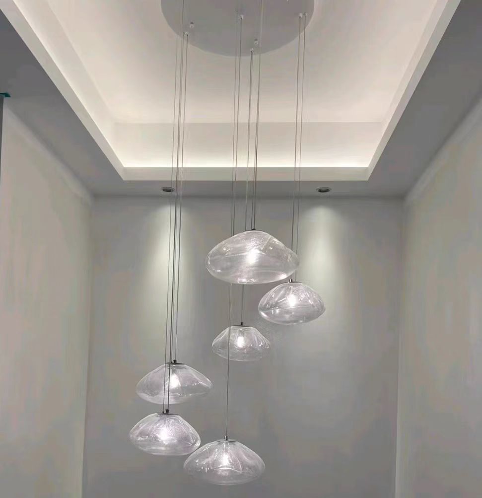 Extra Large Nordic Minimalist Glass Cloud Decorative Chandelier for Stairs / living Room / high-Ceiling Room