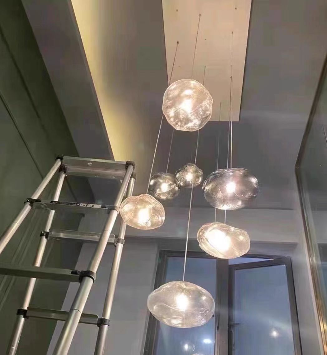 Extra Large Nordic Minimalist Glass Cloud Decorative Chandelier for Stairs / living Room / high-Ceiling Room