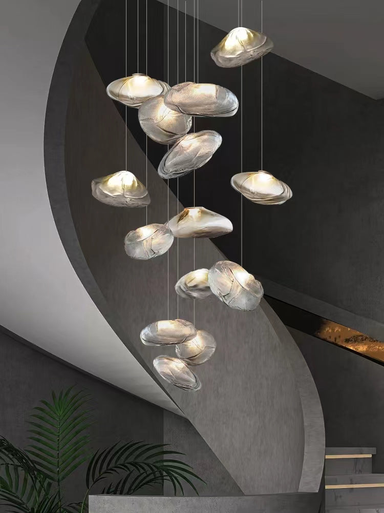 Extra Large Nordic Minimalist Glass Cloud Decorative Chandelier for Stairs / living Room / high-Ceiling Room
