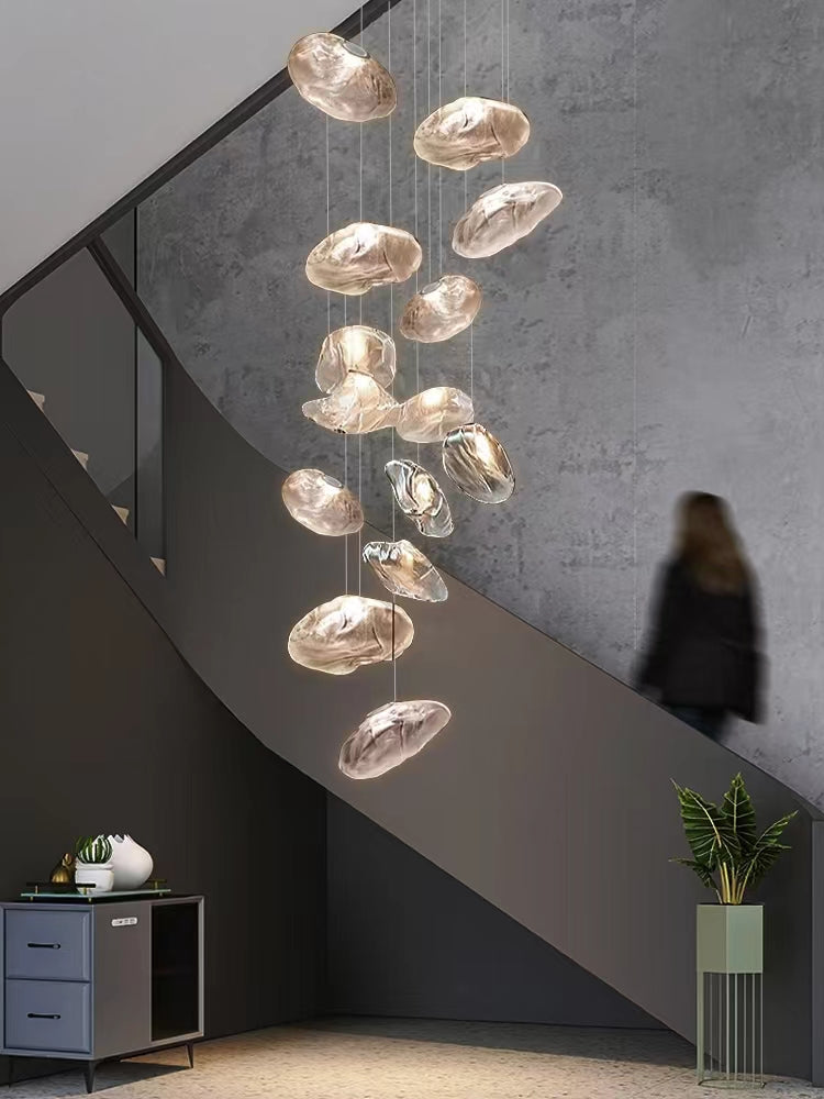 Extra Large Nordic Minimalist Glass Cloud Decorative Chandelier for Stairs / living Room / high-Ceiling Room