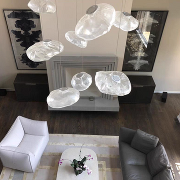Extra Large Nordic Minimalist Glass Cloud Decorative Chandelier for Stairs / living Room / high-Ceiling Room