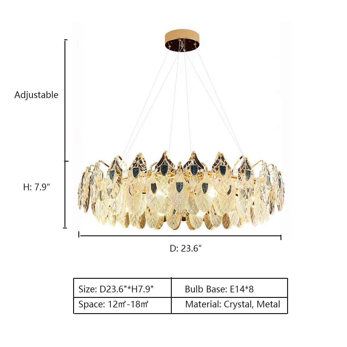 Modern Feather Crystal Pendant Abalone Shell Chandelier Suit for Living / dining Room / bedroom