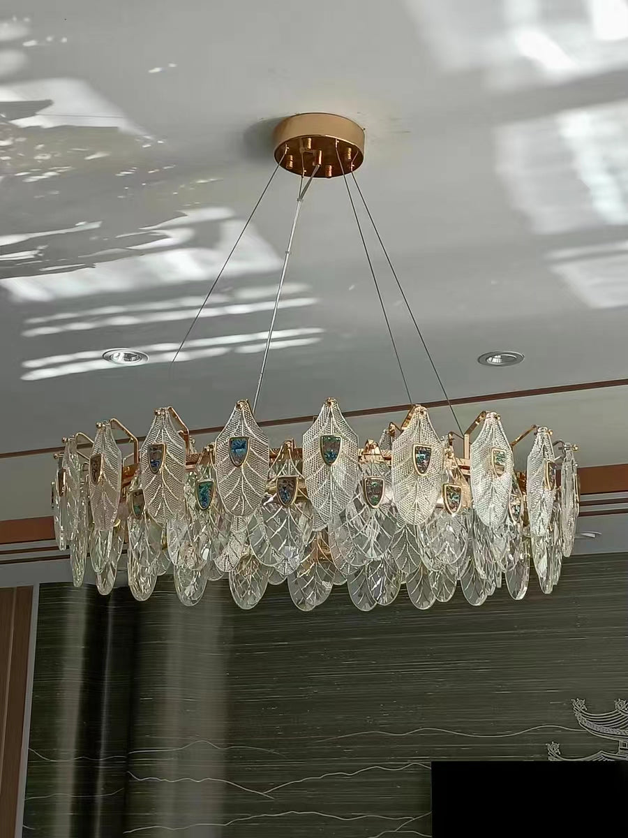 Modern Feather Crystal Pendant Abalone Shell Chandelier Suit for Living / dining Room / bedroom
