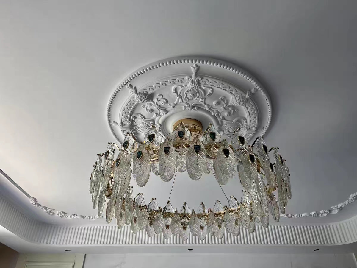 Modern Feather Crystal Pendant Abalone Shell Chandelier Suit for Living / dining Room / bedroom