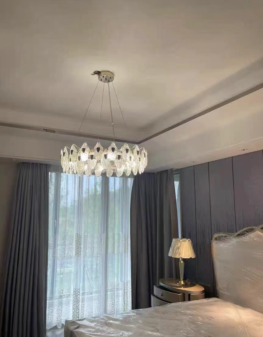 Modern Feather Crystal Pendant Abalone Shell Chandelier Suit for Living / dining Room / bedroom
