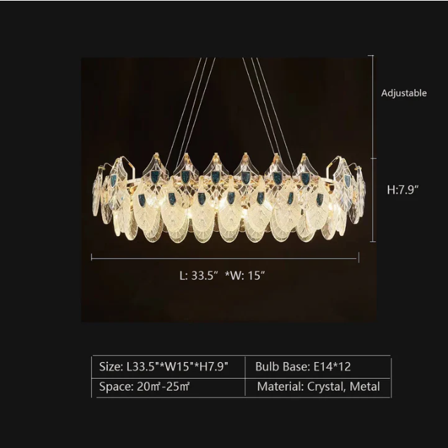 Modern Feather Crystal Pendant Abalone Shell Chandelier Suit for Living / dining Room / bedroom