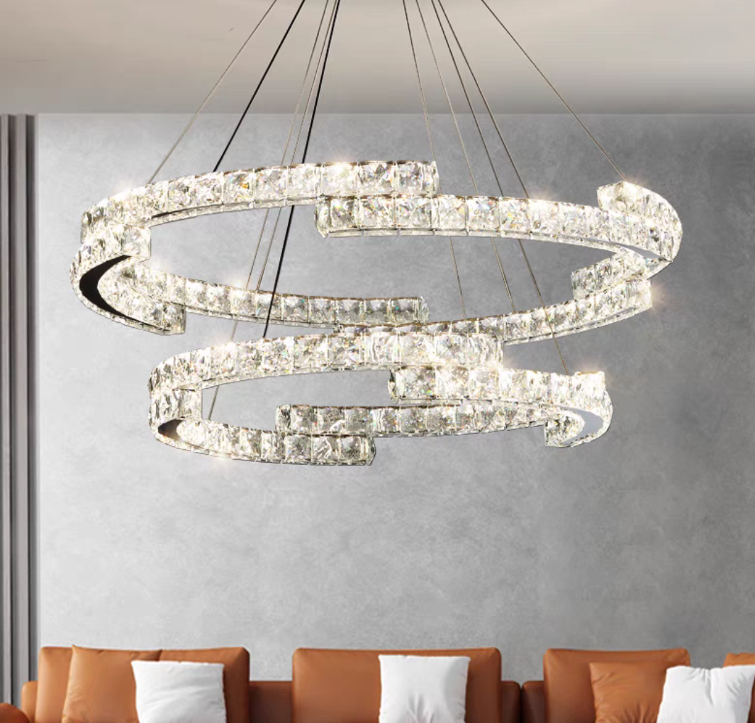 Modern Luxury Crystal Pendant Irregular Rings Chandelier Suit for Living / dining Room / bedroom