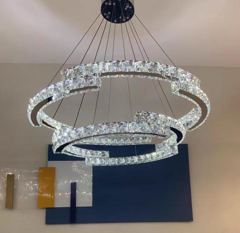Modern Luxury Crystal Pendant Irregular Rings Chandelier Suit for Living / dining Room / bedroom