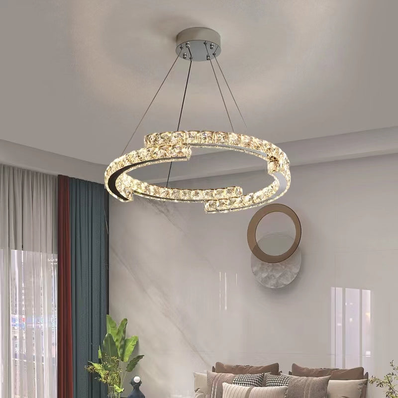 Modern Luxury Crystal Pendant Irregular Rings Chandelier Suit for Living / dining Room / bedroom