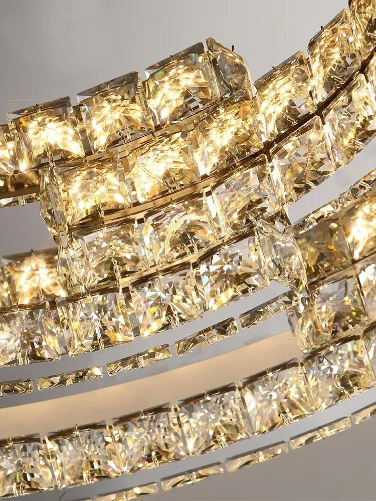 Modern Luxury Crystal Pendant Irregular Rings Chandelier Suit for Living / dining Room / bedroom