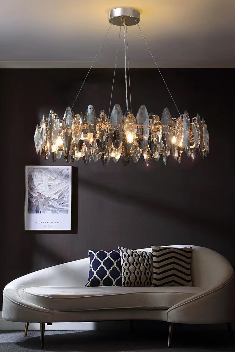 Designer Leaf Crystal Chandelier for Living Room Modern Ceiling Lamp for Dining Decoration Light
