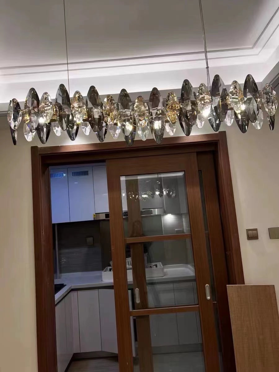 Designer Leaf Crystal Chandelier for Living Room Modern Ceiling Lamp for Dining Decoration Light