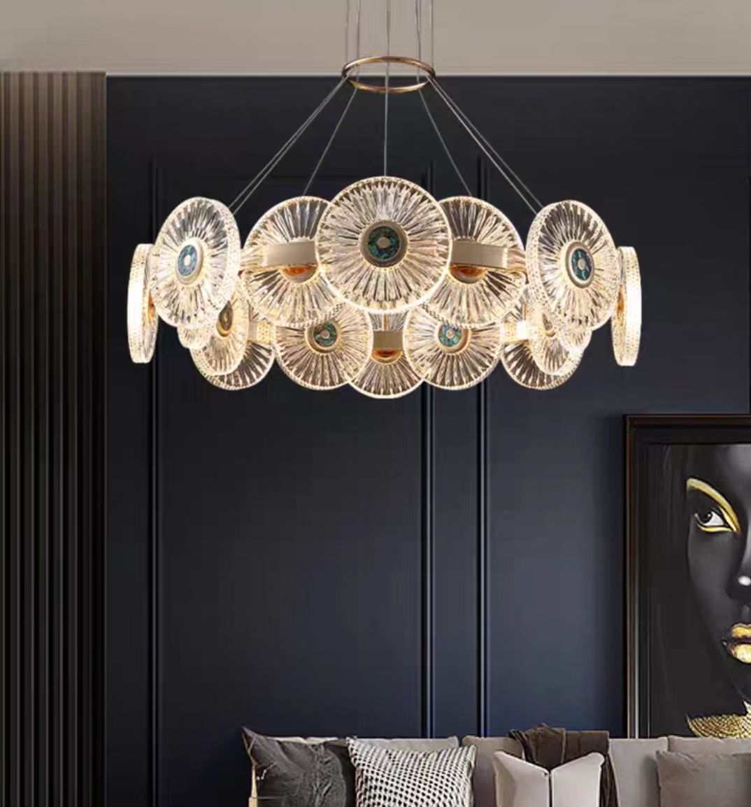 Modern Light Luxury Creative Round Acrylic Pendant Chandelier for Living / dining Room / bedroom
