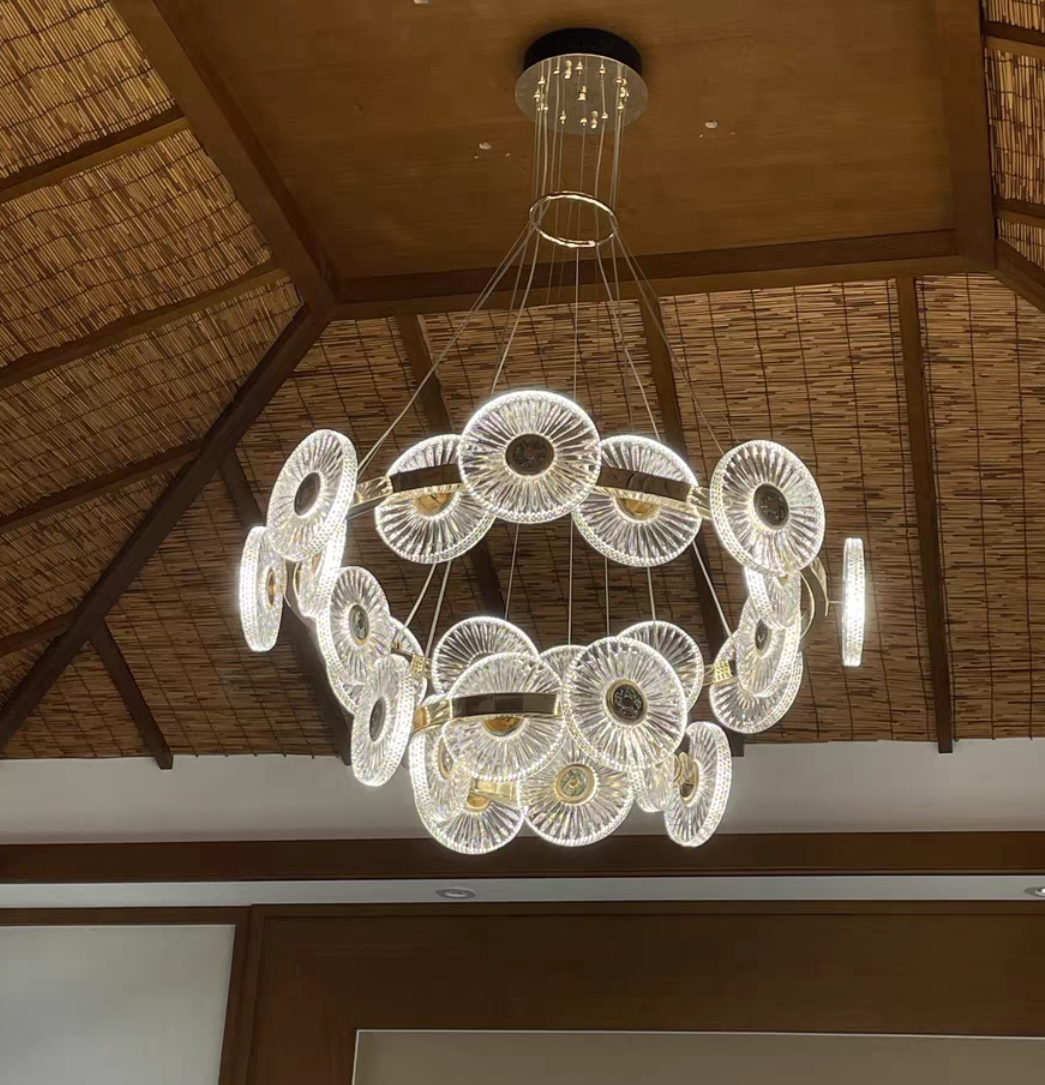 Modern Light Luxury Creative Round Acrylic Pendant Chandelier for Living / dining Room / bedroom