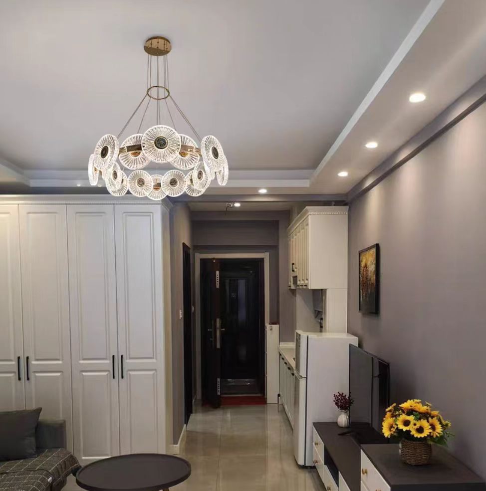Modern Light Luxury Creative Round Acrylic Pendant Chandelier for Living / dining Room / bedroom