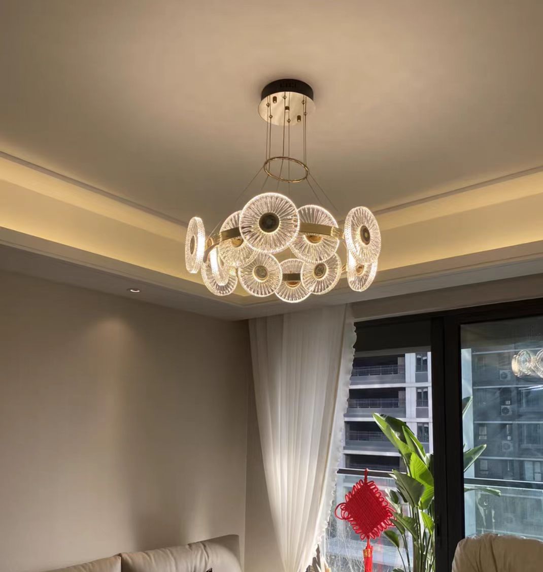 Modern Light Luxury Creative Round Acrylic Pendant Chandelier for Living / dining Room / bedroom