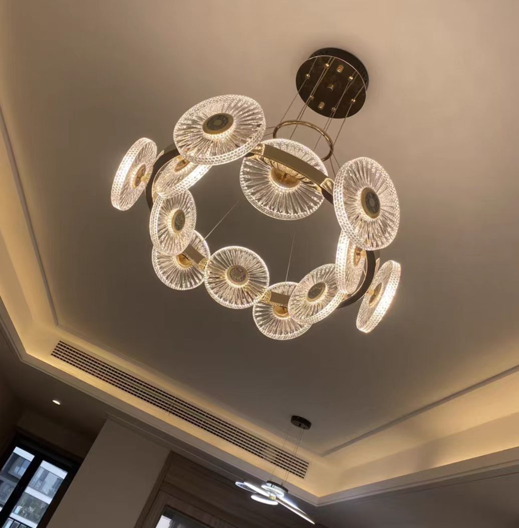 Modern Light Luxury Creative Round Acrylic Pendant Chandelier for Living / dining Room / bedroom