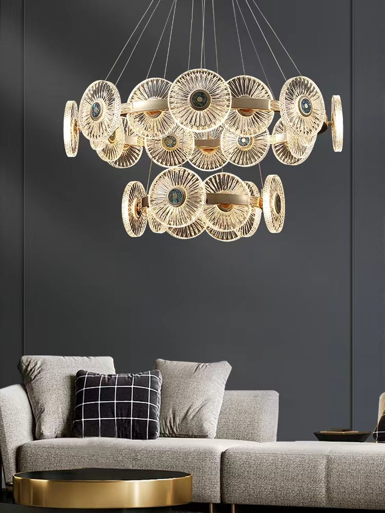 Modern Light Luxury Creative Round Acrylic Pendant Chandelier for Living / dining Room / bedroom