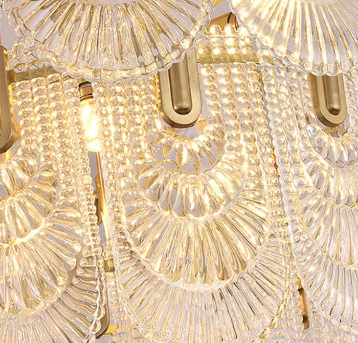 Nordic Light Luxury Patterned Glass Pendant Chandelier Suit for Living / dining Room / bedroom