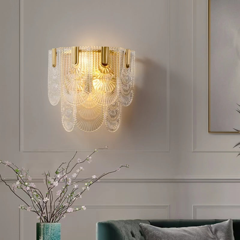Nordic Light Luxury Patterned Glass Pendant Chandelier Suit for Living / dining Room / bedroom