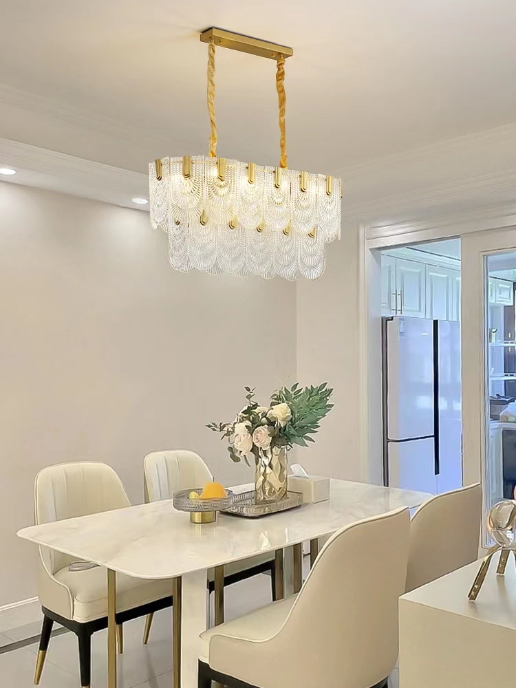 Nordic Light Luxury Patterned Glass Pendant Chandelier Suit for Living / dining Room / bedroom