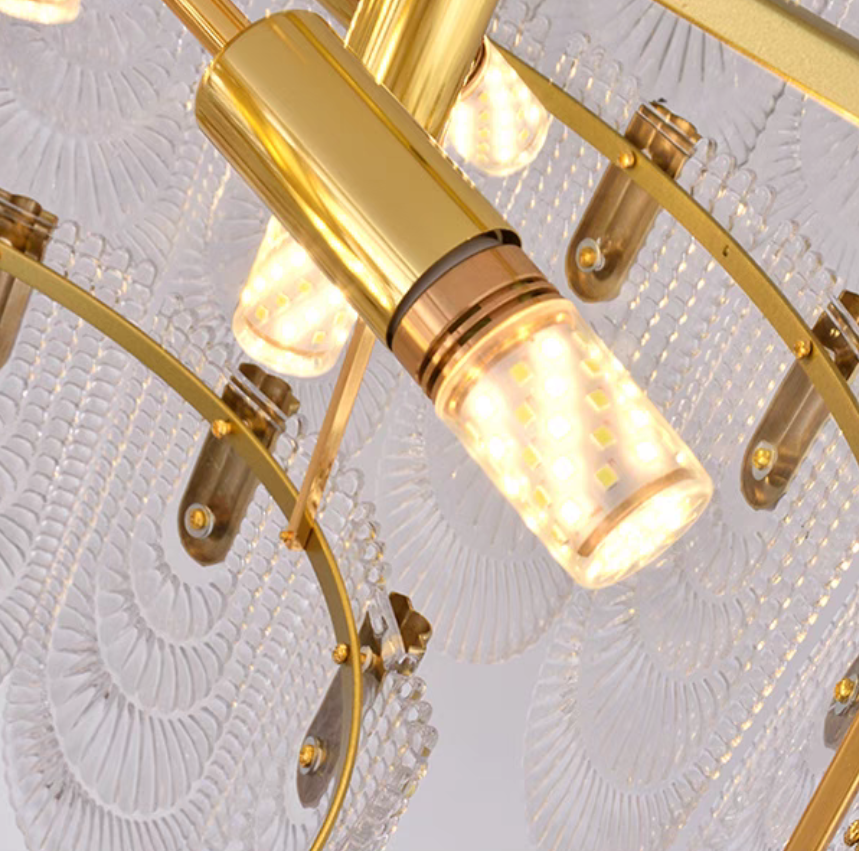 Nordic Light Luxury Patterned Glass Pendant Chandelier Suit for Living / dining Room / bedroom