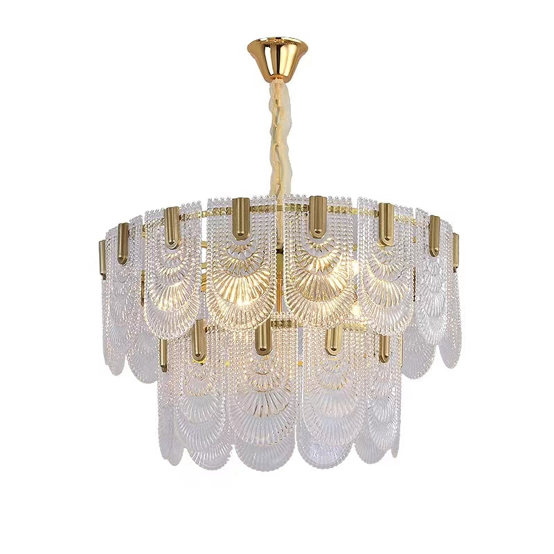 Nordic Light Luxury Patterned Glass Pendant Chandelier Suit for Living / dining Room / bedroom