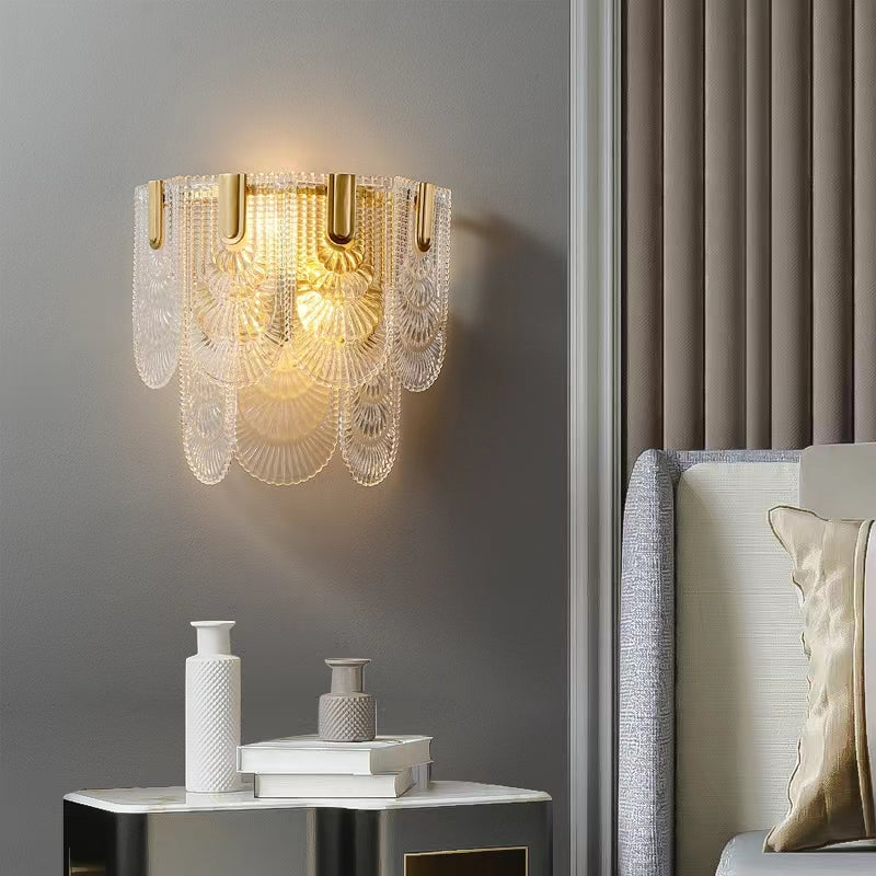 Nordic Light Luxury Patterned Glass Pendant Chandelier Suit for Living / dining Room / bedroom
