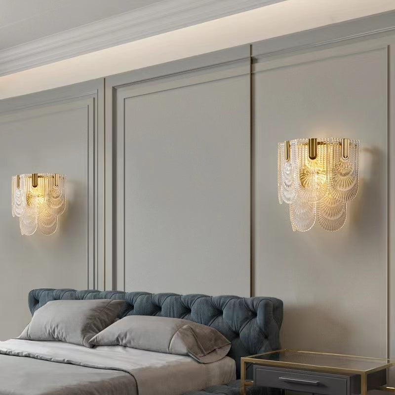 Nordic Light Luxury Patterned Glass Pendant Chandelier Suit for Living / dining Room / bedroom