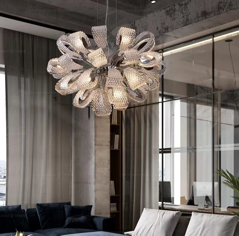 Post-Modern Art Glass Flower Bouquet Pendant Chandelier for Living / dining Room / bedroom