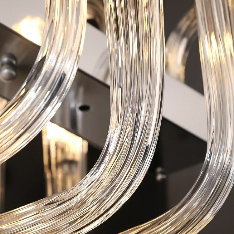 Modern Floral Reeded Glass Chandelier for Living / Dining Room