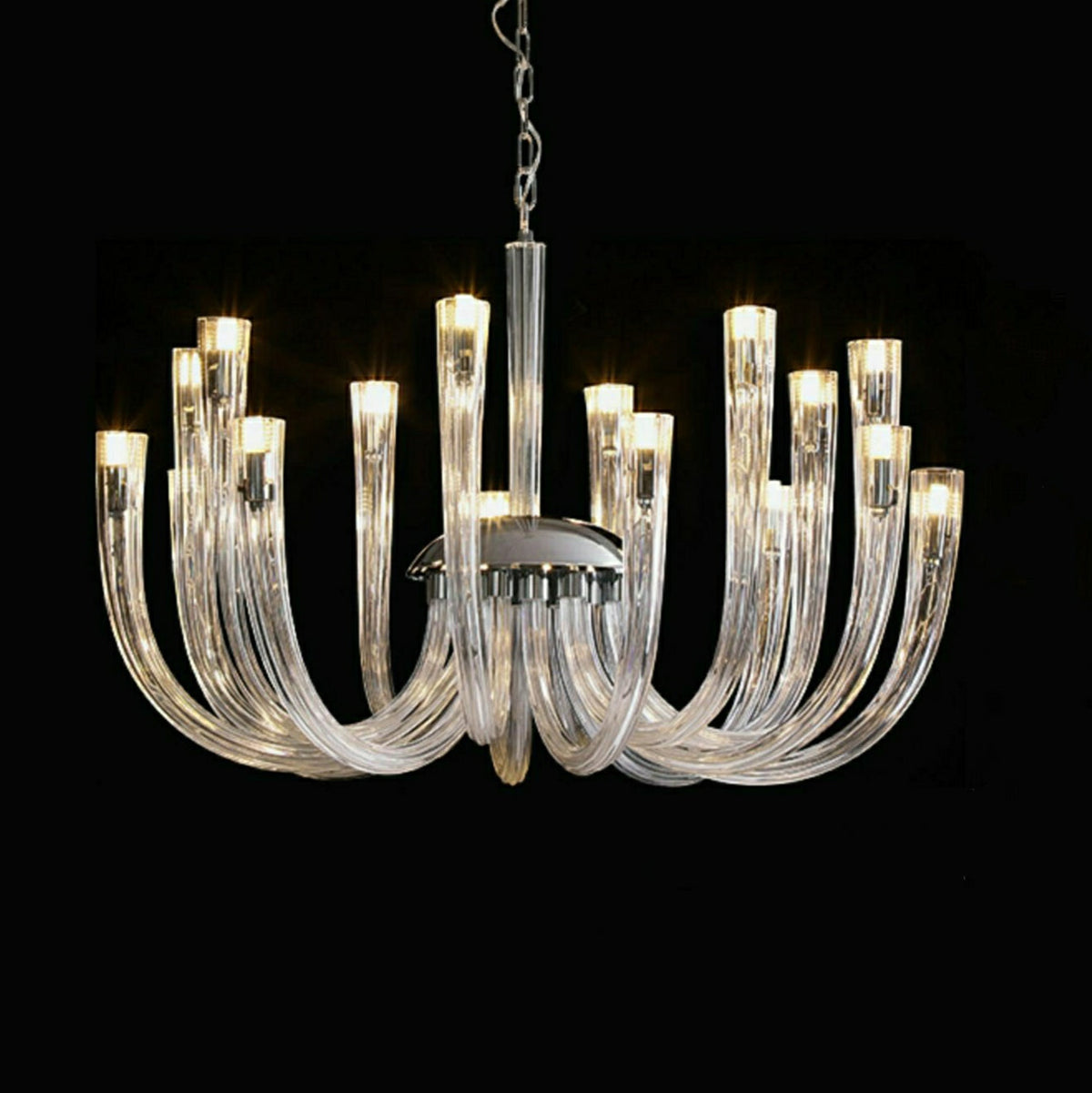 Modern Floral Reeded Glass Chandelier for Living / Dining Room