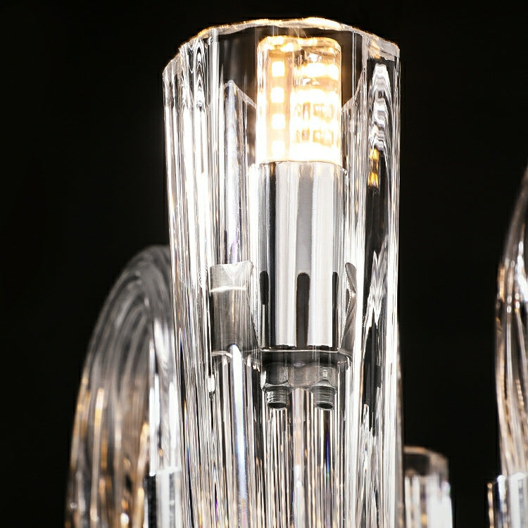 Modern Floral Reeded Glass Chandelier for Living / Dining Room