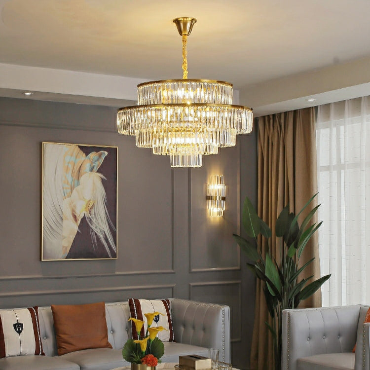 Modern Round Crystal Chandelier Modern Gold Ceiling Light for Living / Bedroom