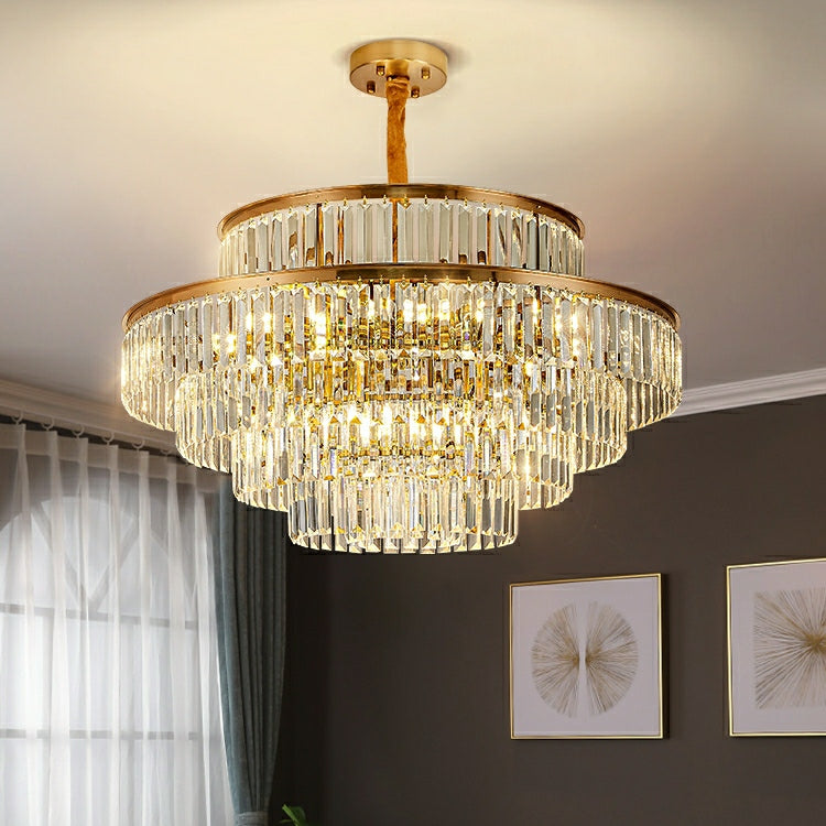 Modern Round Crystal Chandelier Modern Gold Ceiling Light for Living / Bedroom