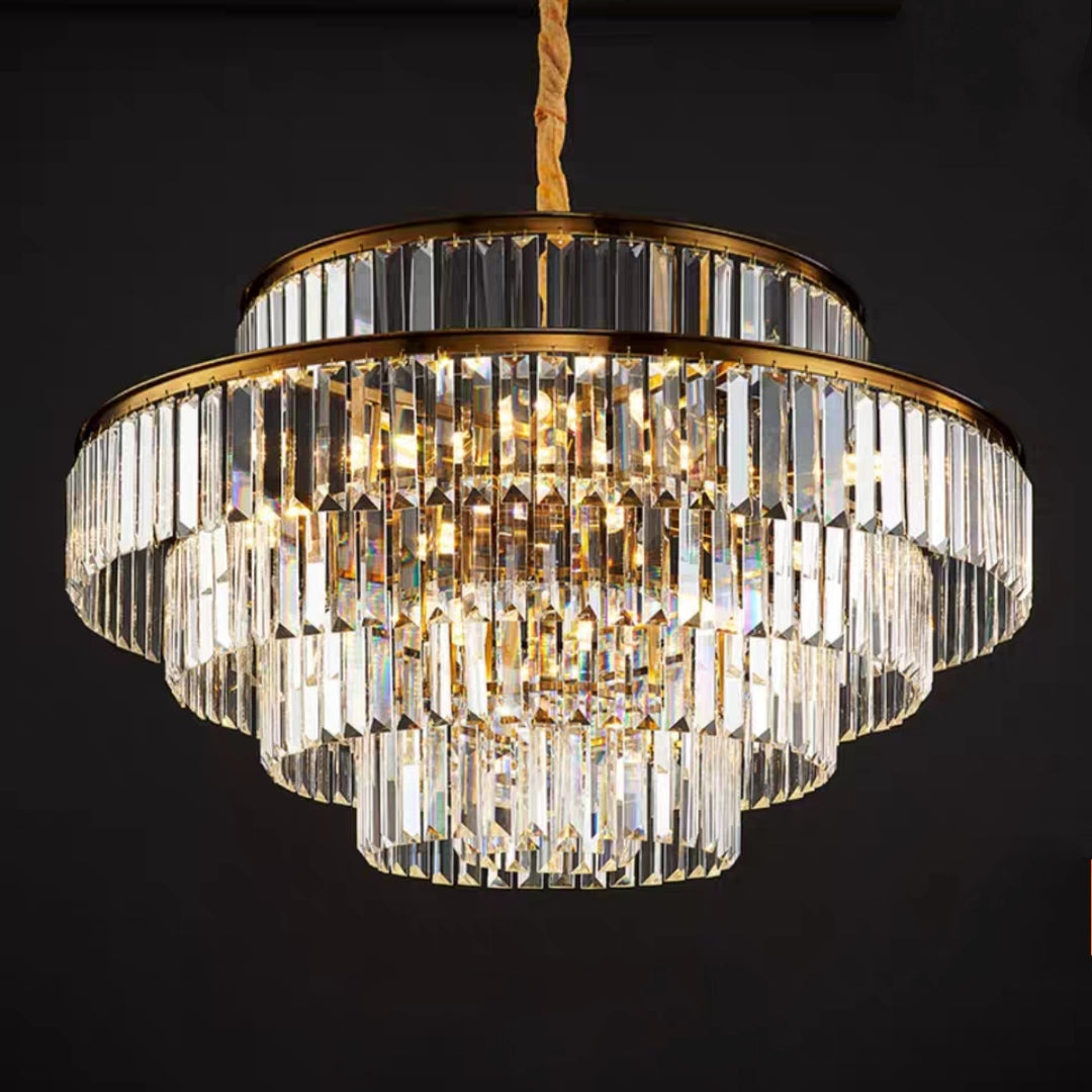 Modern Round Crystal Chandelier Modern Gold Ceiling Light for Living / Bedroom