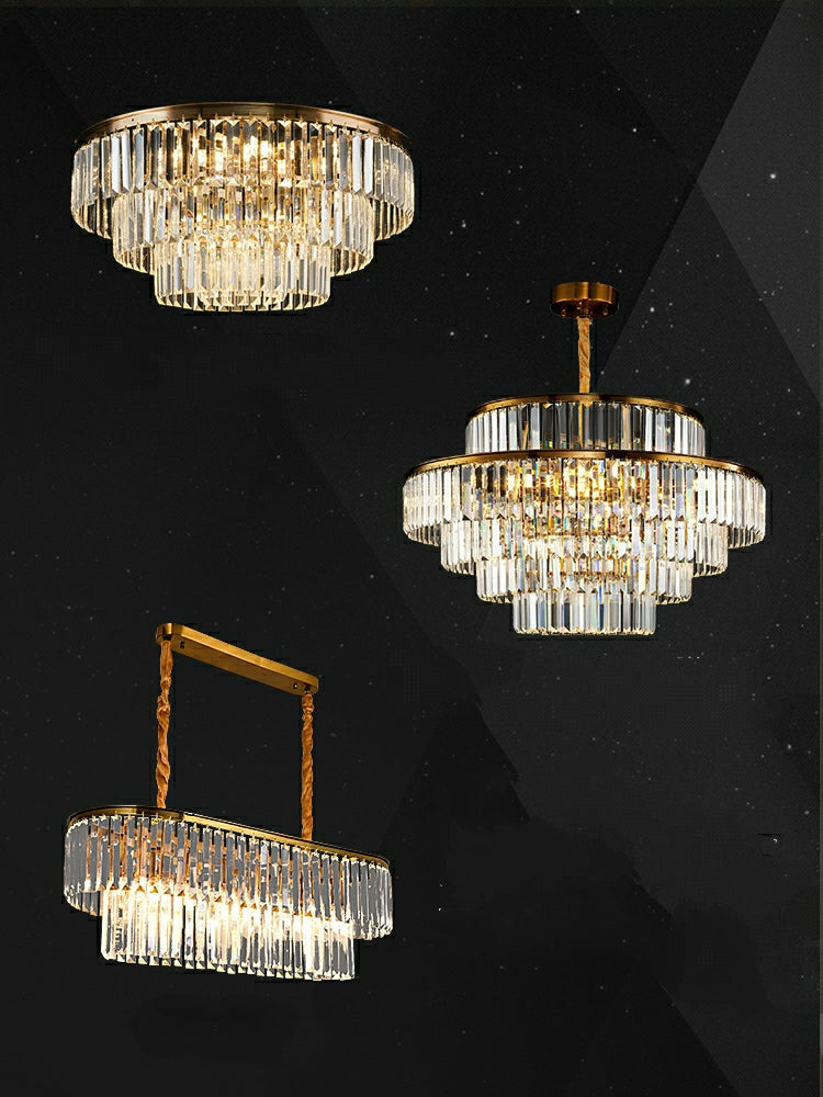 Modern Round Crystal Chandelier Modern Gold Ceiling Light for Living / Bedroom