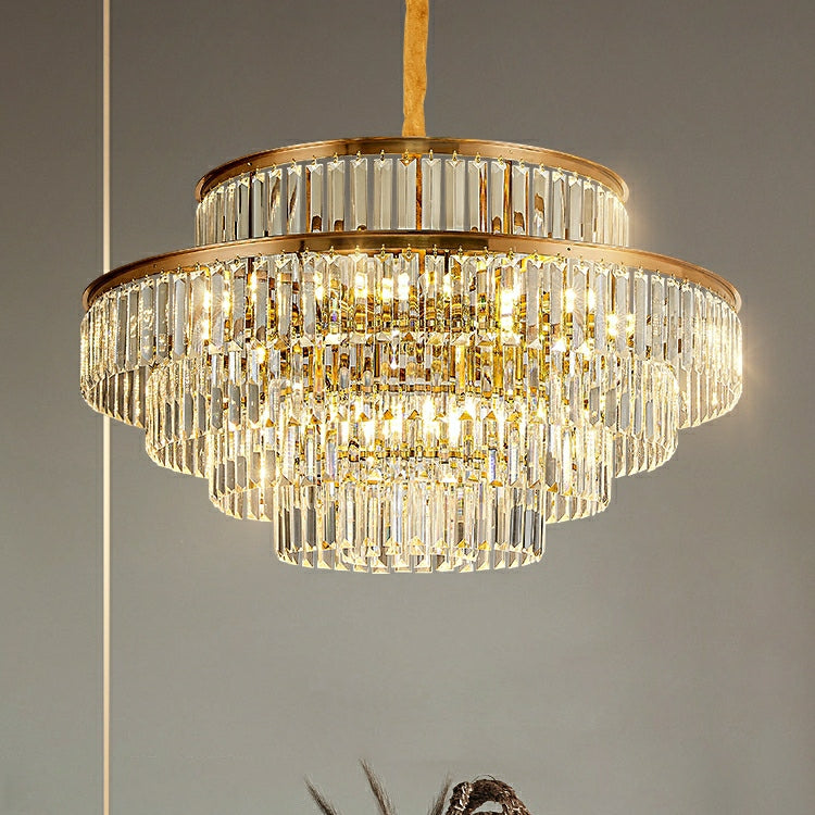 Modern Round Crystal Chandelier Modern Gold Ceiling Light for Living / Bedroom